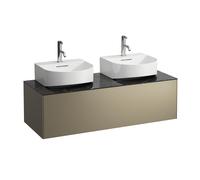 LAUFEN Caisson à tiroirs / buffet H4054540341421 117,5x34x45,5cm, découpe gauche / droite, titane / Nero Marquina