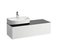 Tiroir Sonar en cours d'utilisation, 1 tiroir, adapté au lavabo H816341, H816342, découpe à gauche pour le lavabo, H4054520341431, Couleur: blanc mat/ nero marquina
