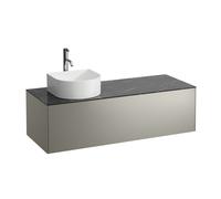 Tiroir Sonar en cours d'utilisation, 1 tiroir, adapté aux cuvettes de lavabo 812340, 812341, 812342, 812343, découpe à gauche pour le lavabo et le robinet, H4054260341421, Couleur: Titane / Nero Marqu