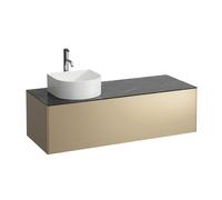 Tiroir Sonar en cours d'utilisation, 1 tiroir, adapté aux cuvettes de lavabo 812340, 812341, 812342, 812343, découpe à gauche pour le lavabo et le robinet, H4054260341401, Couleur: Or/ Nero Marquina