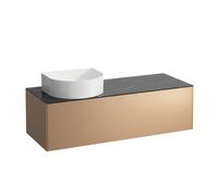 Tiroir Sonar en cours d'utilisation, 1 tiroir, adapté aux cuvettes des lavabos 812340, 812341, 812342, 812343, découpe à gauche pour le lavabo, H4054220341411, Couleur: Cuivre/ Nero Marquina