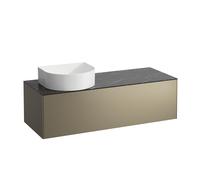 Tiroir Sonar en cours d'utilisation, 1 tiroir, adapté aux cuvettes des lavabos 812340, 812341, 812342, 812343, découpe à gauche pour le lavabo, H4054220341421, Couleur: Titane / Nero Marquina