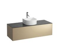 LAUFEN Caisson à tiroirs / buffet H4054250341401 117,5x34x45,5cm, découpe au milieu, avec trou pour robinet, or / Nero Marquina