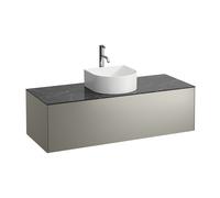 Tiroir Sonar en cours d'utilisation, 1 tiroir, adapté aux cuvettes des lavabos 812340, 812341, 812342, 812343, découpe au milieu pour le lavabo et le robinet, H4054250341421, Couleur: Titane / Nero Ma