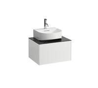 Tiroir sondeur, 1 tiroir, pour lave-mains H816341 monté en haut, découpe centrale, H4054310341431, Couleur: blanc mat/ nero marquina