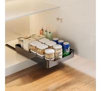 Tiroir télescopique, étagères de rangement extensibles pour armoires de cuisine, tiroir extensible (43 x 30 x 7 cm), pas de perçage ni de clouage, noir