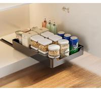 Tiroir télescopique, Étagères de rangement extensibles pour tiroirs coulissants de placards de cuisine avec film adhésif, Tiroir coulissant 43X30X7cm, Noir