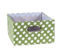 Tiroir tissu vert pois blanc - Vert - 30 cm X 27 cm X 15 cm - CALICOSY