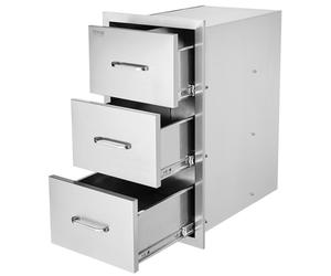 Tiroirs de cuisine d'extérieur VEVOR 16" L x 28,5" H x 20,5" P, Tiroirs de gril encastrés en acier inoxydable avec triple accès et poignée, Tiroirs pour îlots de gril pour cuisines d'extérieur ou stat