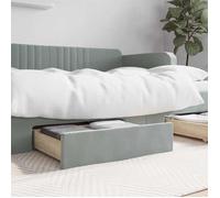 vidaXL Tiroirs de lit 2 pcs gris clair bois d'ingénierie et velours, tiroir de rangement, coffre de lit, unité de rangement de lit, tiroir sous le lit