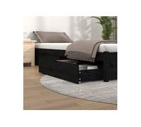 Tiroirs de lit 4 pcs Noir Bois de pin massif