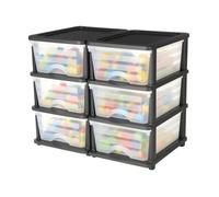 VEVOR Tiroirs de rangement en plastique, lot de 2, tour de rangement à 6 tiroirs, organiseur à 3 niveaux, bacs transparents pour fournitures de bureau, salles de bricolage, salles de t maison