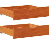 Tiroirs sous le lit 2 pcs brun cire 65x55x17 cm pin massif