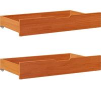 Tiroirs sous le lit 2 pcs brun cire 95x55x17 cm pin massif
