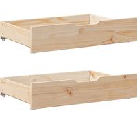 Tiroirs sous le lit avec roulettes 2 pcs 80x55x17 cm pin massif