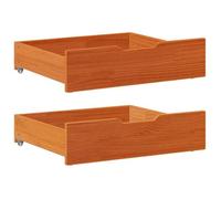 vidaXL Tiroirs sous le lit – Lot de 2 – Pin massif avec roulettes – 65×55×17 cm – Marron cire