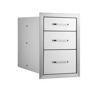 Tiroirs SucceBuy pour cuisine d'extérieur, 14" L x 20,3" H x 23" P, triple accès, montage affleurant, construction en acier inoxydable, poignée incluse, tiroirs idéaux pour îlots de barbecue pour cuis