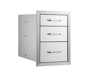 Tiroirs SucceBuy pour cuisine d'extérieur, 14" L x 20,3" H x 23" P, triple accès, montage affleurant, construction en acier inoxydable, poignée incluse, tiroirs idéaux pour îlots de barbecue pour cuis