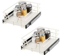 Tiroirs télescopiques Bremermann, lot de 2 - 40 cm avec étagère, tiroir de cuisine adaptable, en métal (blanc crème)