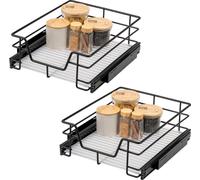 Tiroirs télescopiques Bremermann, lot de 2 - 45 cm avec étagère, tiroirs de cuisine adaptables, en métal (noir)