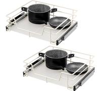 Tiroirs télescopiques Bremermann, lot de 2 - 60 cm avec étagère, tiroir de cuisine adaptable, en métal (blanc crème)