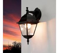 TIROL Applique noire Rustique Aluminium Verre IP44 E27 Lampe d'extérieur Jardin