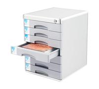 TiryyDrela Boîte à Classement à 7 tiroirs A4, Caisson Rangement Papier Avec Serrure Et Étiquettes, Boîte de Rangement en Alliage d'Aluminium, Pour Bureau École Domicile, 30 X 36 X 40,5 Cm