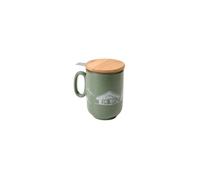 Tisanière 45 cl - Montagne - Kaki - Faïence & infuseur inox - Couvercle bois 2-en-1