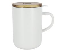 Tisanière En Grès 47,5 Cl Blanc Et Couvercle En Acacia - Ogo Living
