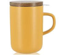 OGO Living – Tisanière Juliet – En grès avec infuseur 475 ml, couvercle en bois d'acacia, jaune