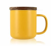 Tisanière En Grès Jaune 300 Ml Avec Couvercle En Bois Acacia Ogo Living