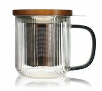 Tisanière En Verre 300 Ml Gris Fumé Et Couvercle Bois Acacia Ogo Living