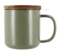 Tisanière Juliet en grès vert amande & couvercle en bois d'acacia 300ML OGO Vert