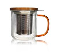 Tisanière mug Karl en verre borosilicate anse ambrée 300 ml Ogo