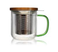 Tisanière mug Karl en verre borosilicate anse verte 300 ml Ogo