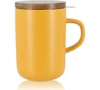 OGO Living – Tisanière Juliet – En grès avec infuseur 475 ml, couvercle en bois d'acacia, jaune