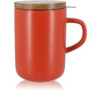 OGO LIVING - tisanière Juliet 475 ml - Idéale pour le thé et la tisane - Mug à thé en grès et couvercle en bois d’acacia - rouge paprika - 7912032