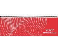 Tischkalender Classic red 2027: Wochenkalender 29,7x10,5 cm mit 1 Woche pro Seite, Stundeneinteilung 7-19 Uhr, Monatsübersicht, Feiertagen & Spiralbindung für Büro & Homeoffice
