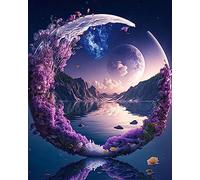 TISHIRON Peinture par numéros pour adultes, Lune - DIY Peinture à l'huile par numéros sur toile - Art floral avec pinceaux et peinture acrylique pour enfants, décoration intérieure 40,6 x 50,8 cm