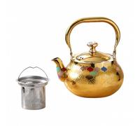 TISHITA Billoire à Thé En Acier Inoxydable Infuseur Grande Capacité Théière Ronde Surélevée Confortable pr, 2.5L, Style 4 Or