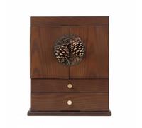 TISHITA Boîte de Rangement Maquillage Organisateur Cosmétique Coffret Tiroir Armoire avec Miroir Double Tiroirs et Casiers Latéraux aux Essentiels Adaptée à, Moderne Avec Motif De Pomme De Pin