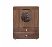 TISHITA Boîte de Rangement Maquillage Organisateur Cosmétique Coffret Tiroir Armoire avec Miroir Double Tiroirs et Casiers Latéraux aux Essentiels Adaptée à, Moderne Avec Motif De Tête De Cerf
