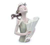 TISHITA Figurine Décorative en Résine Statue Femme aux Papillons Buste Porte Cornet Floral Sculpture Résine Polie Adaptée aux Petits Bouquets et Ornements, Vert, Moderne Simple