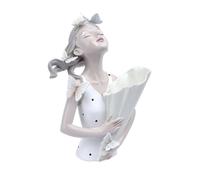 TISHITA Figurine Décorative en Résine Statue Femme aux Papillons Buste Porte Cornet Floral Sculpture Résine Polie Adaptée aux Petits Bouquets et Ornements, Gris, Moderne Simple