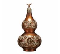 TISHITA Gourde en Laiton Figurine Calebasse Sculpture Décoration Intérieure avec Couvercle à Vis Stockage Symbolique Gravures Bagua Porte- Longévité Adaptée aux Cadeaux Bureau Entrée Salon, 25CM Haut