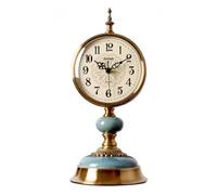 TISHITA Horloge de Bureau Vintage Horloge de Table Décorative Pendule Analogique Métal Silencieuse avec Motif Floral Central et Bouton Convient au Salon Bureau Table Basse Console