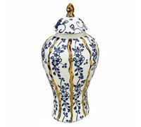 TISHITA Vase Émaillé Bleu Vase Décoratif Jarre Ornementale Poterie Céramique Silhouette Haute Travaillée de Luxe sans Surcharge Émail Lumineux Adapté aux, Petite 18x18x36 Cm