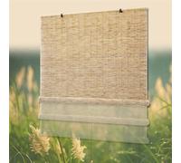 Tissés À La Main Rideau De Paille Rideau De Roseau Naturel Store Fenetre Occultant Stores en Bambou Respirant D'intimité，Facile À Installer Installation Facile(110x220cm)