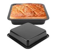 Tissting 2 Pièces Plat à Rôtir Antiadhésif Noir Plat de Cuisson Profond Carré 22,5 x 22,5 x 4,6 cm Ustensiles de Cuisson Plaque à Gâteau en Acier au Carbone Plateau de Moule pour Biscuits, Pain