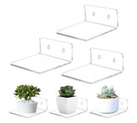 Tissting 3 Pièces Étagères Murales Flottantes Acrylique Transparent 30x20 cm/12x8 Pouces - Idéal pour Chambre Salle de Bains Cuisine Salon Bureau Décoration Maison Présentoir Plantes Livres